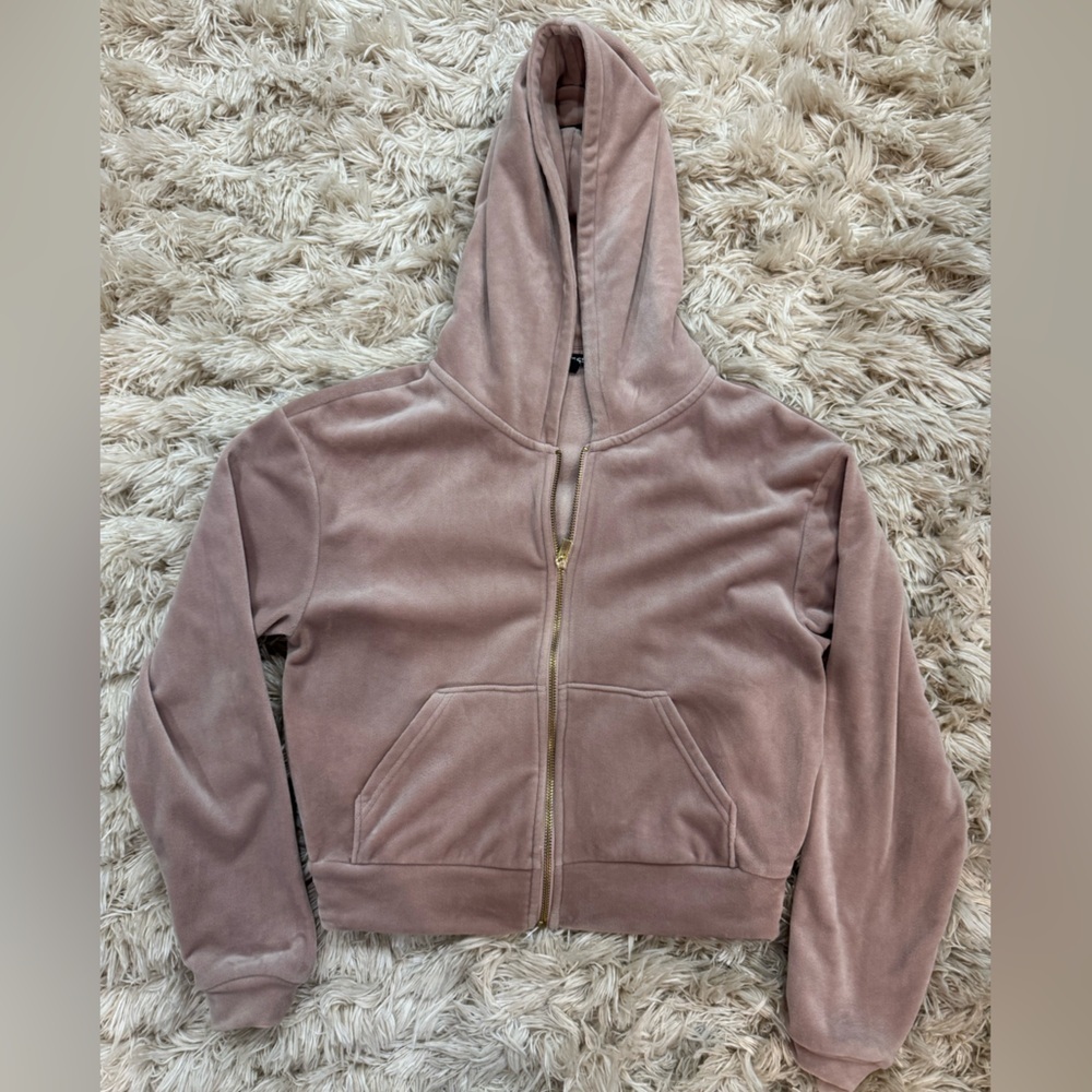 Express Velour Zip-Up Hoodie - Size XS.